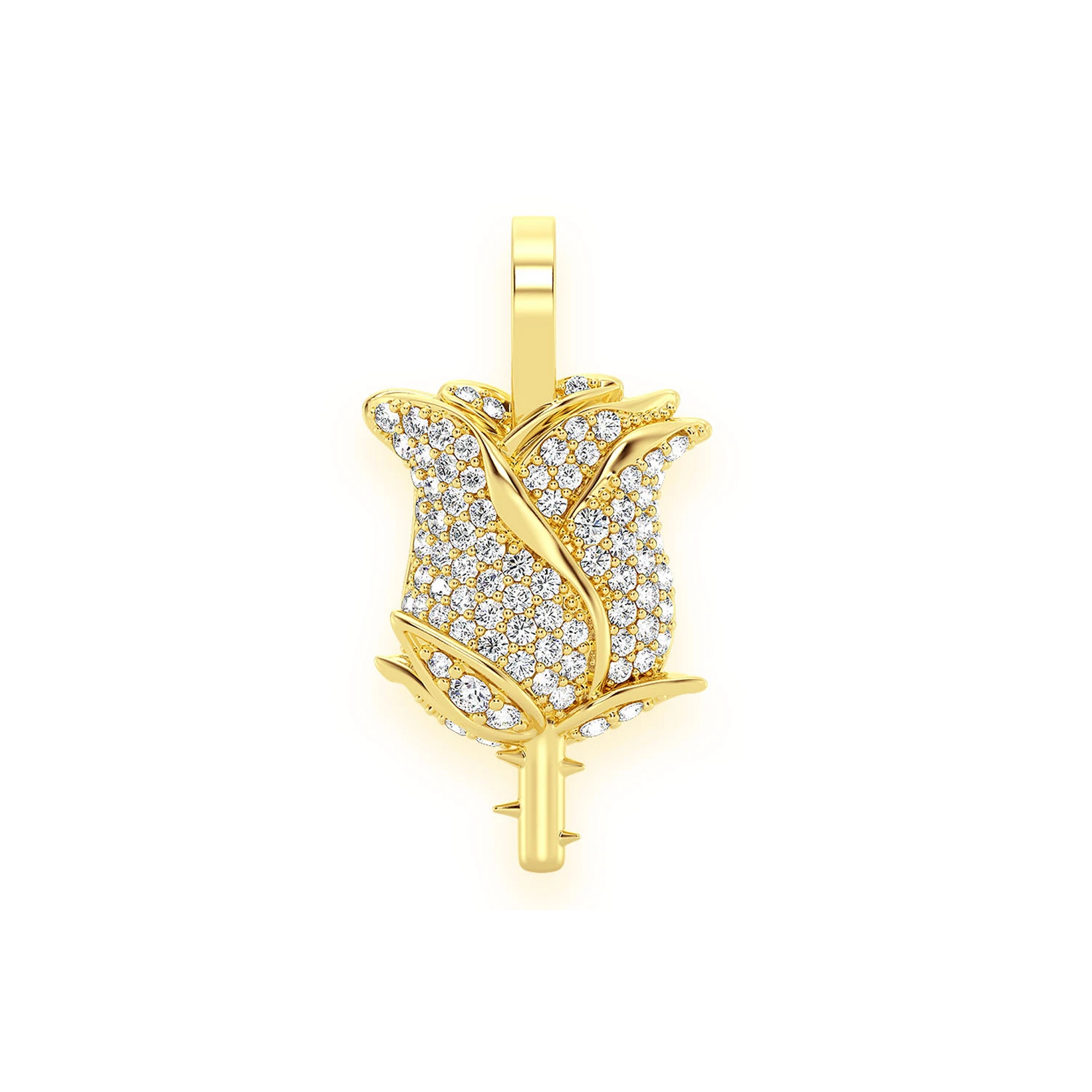 Rose Diamond Pendant in 14K yellow gold, front view