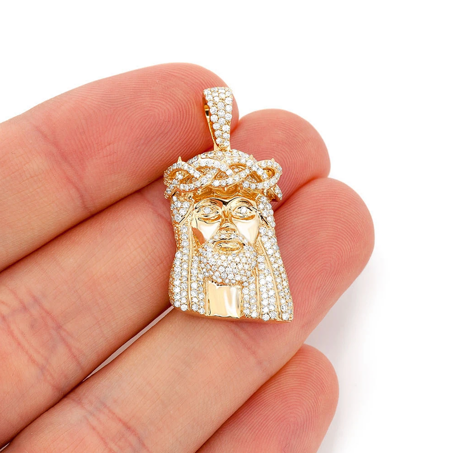 Heritage Jesus Piece in 14K yellow gold, Signature | 1.50ctw, angled view