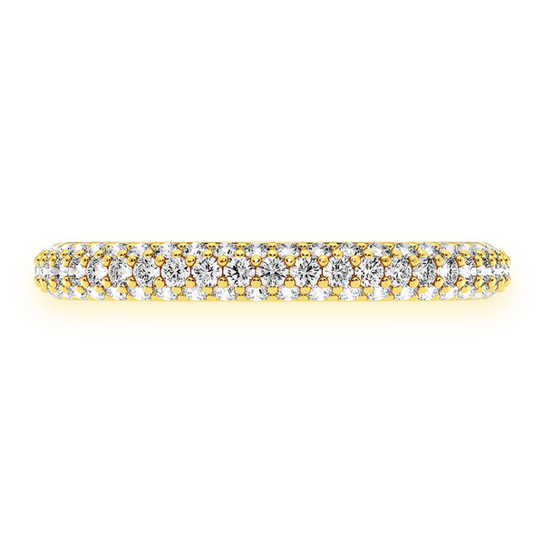 Thin Three Row Pavé Diamond Ring