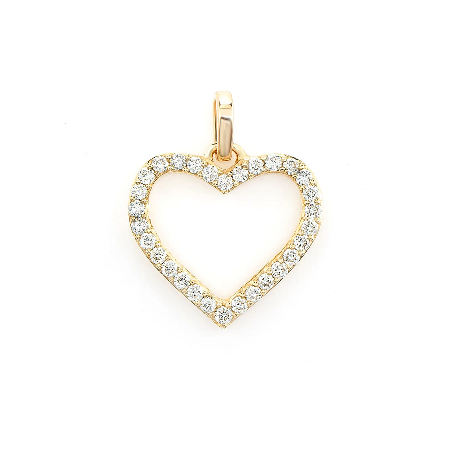Open Heart Pendant in 14K yellow gold, front view