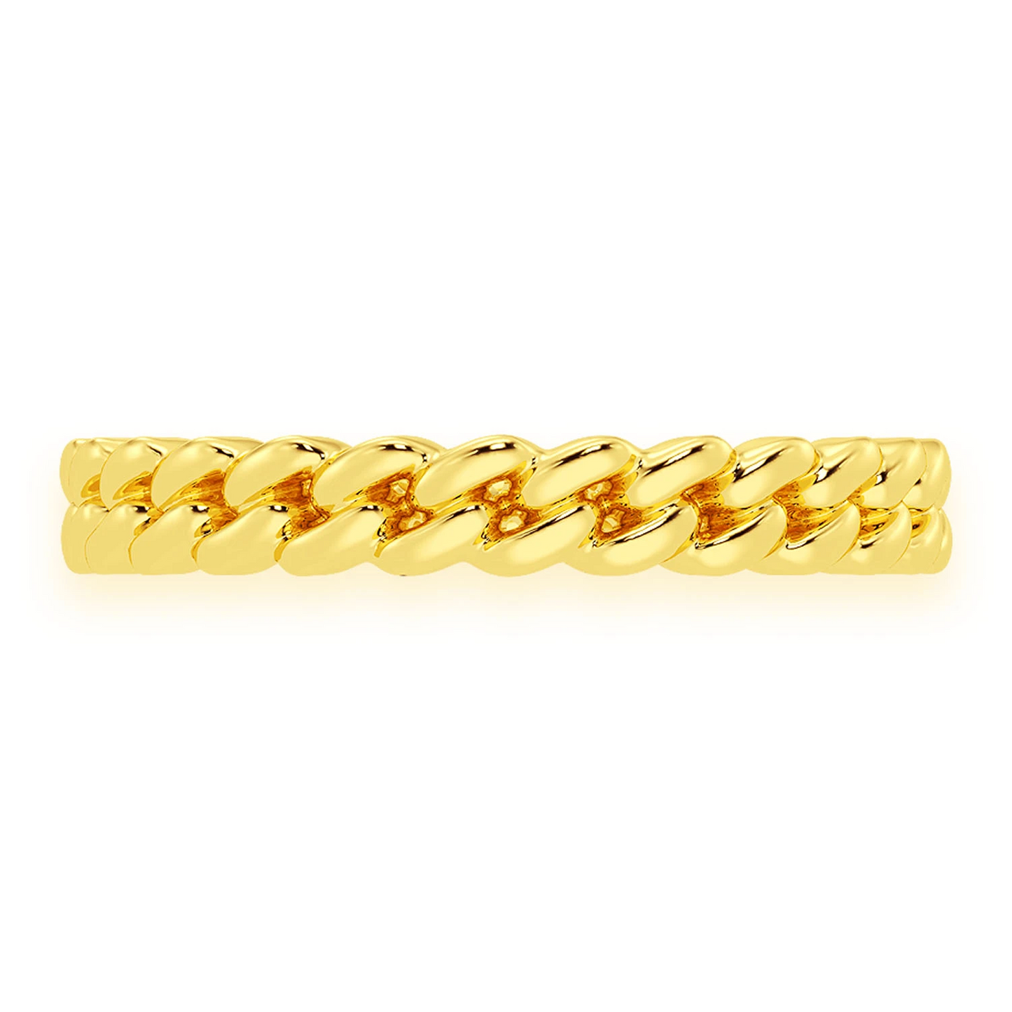 Solid Gold Cuban Ring in 14K yellow gold, front view