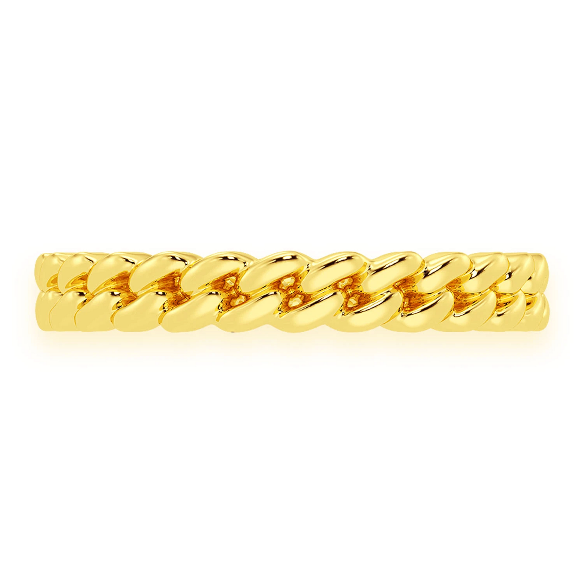 Solid Gold Cuban Ring in 14K yellow gold, front view
