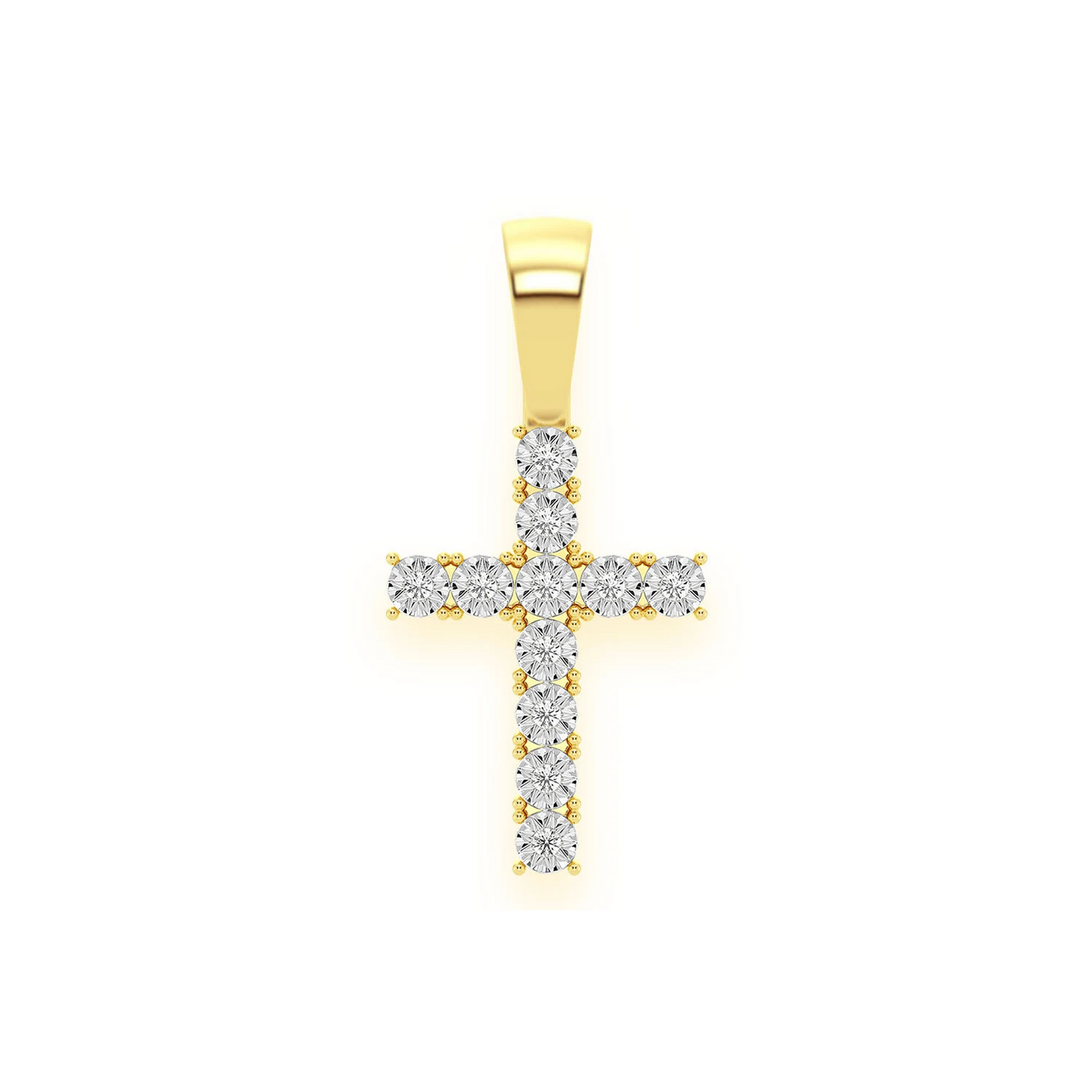 Miracle Diamond Cross in 14K yellow gold, front view