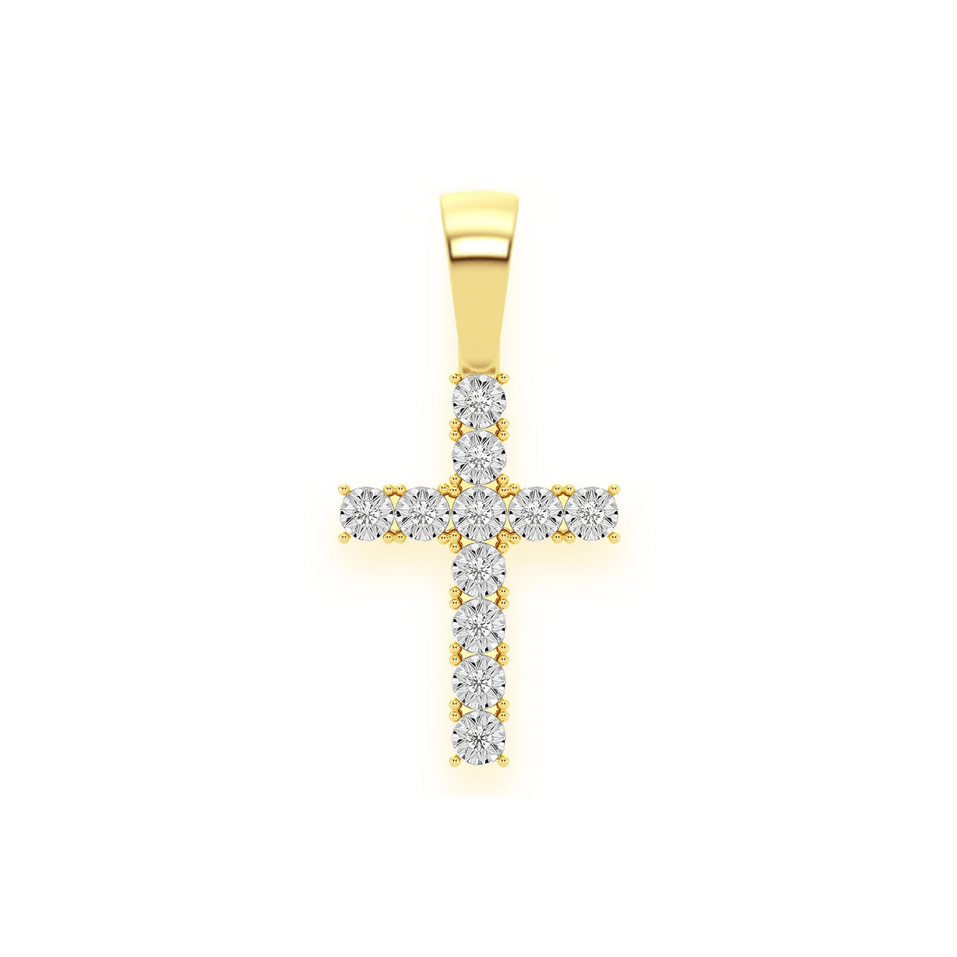 Miracle Diamond Cross in 14K yellow gold, front view