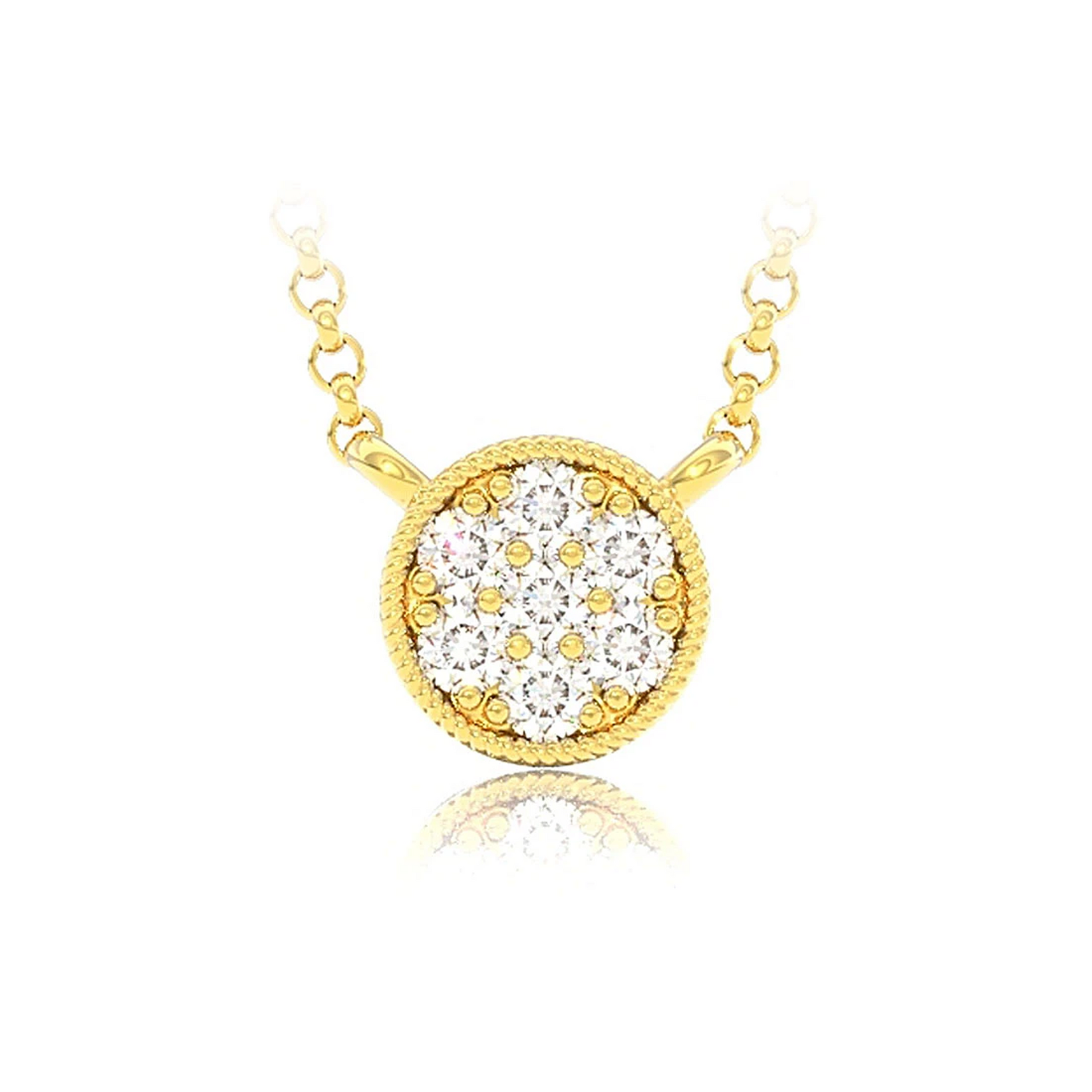 Round Diamond Disc Pendant in 14K yellow gold, front view