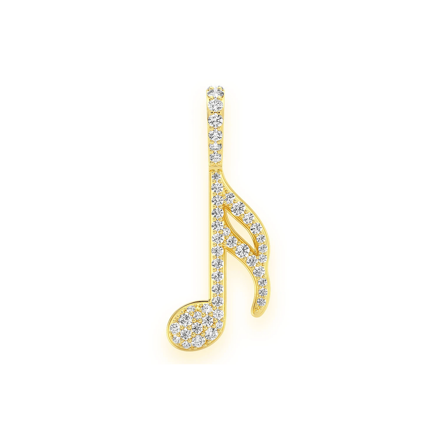 Semiquaver Music Note Diamond Pendant in 14K yellow gold, Large | 0.50ctw, front view