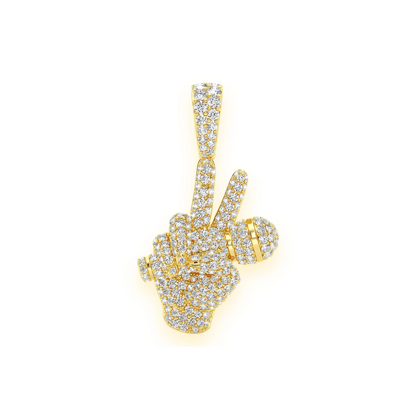Peace Sign Microphone Diamond Pendant