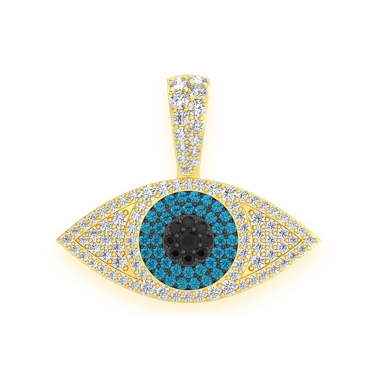 Evil Eye Diamond Pendant in 14K yellow gold, front view