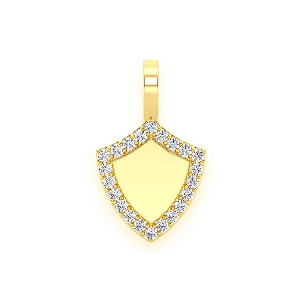 Engravable Shield Diamond Pendant
