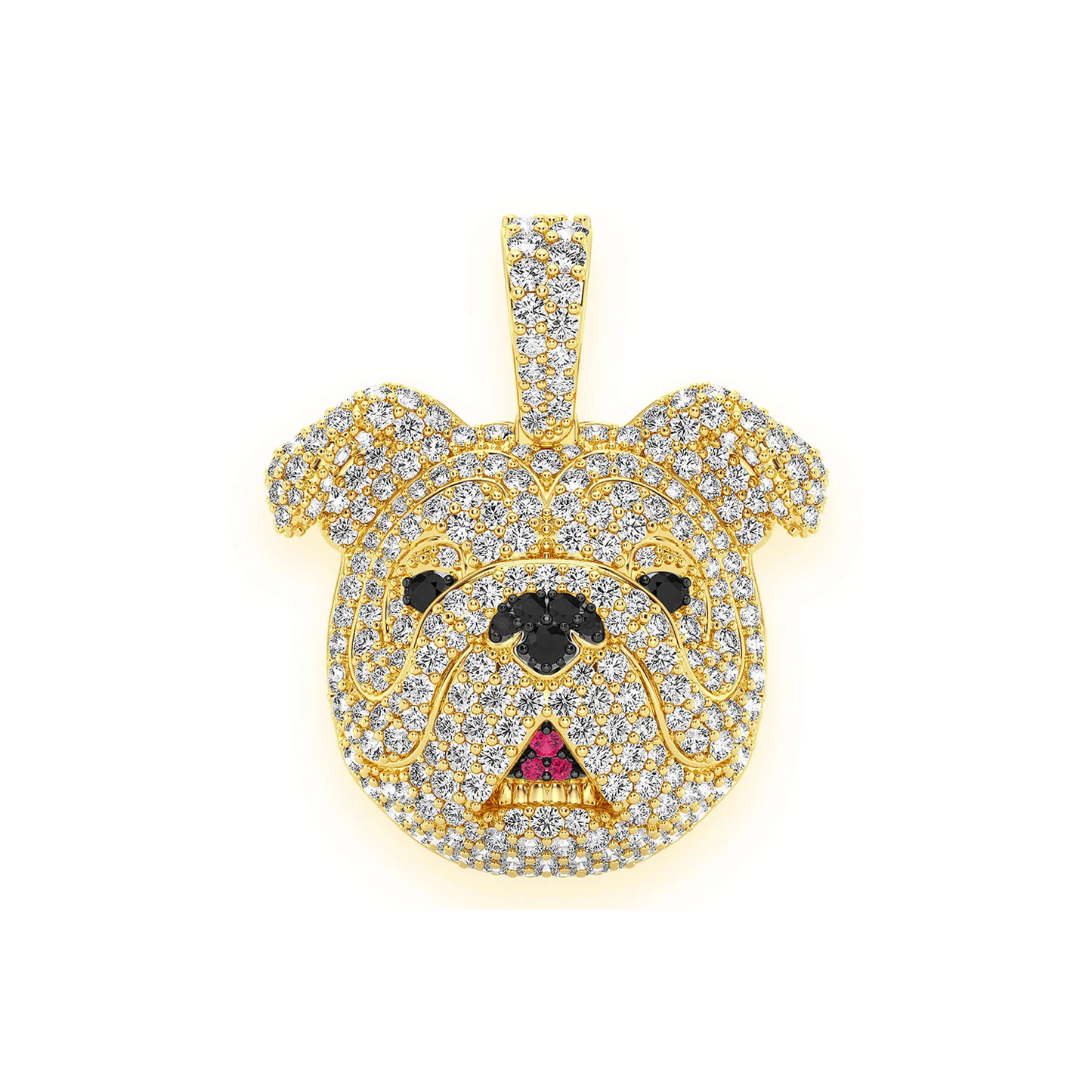 Bulldog Diamond Pendant in 14K yellow gold, front view