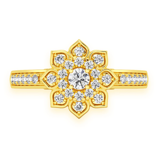 Single Band Layered Floral Engagement Ring