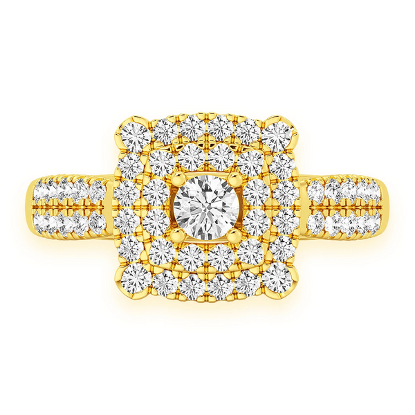 Square Double Halo Diamond Ring