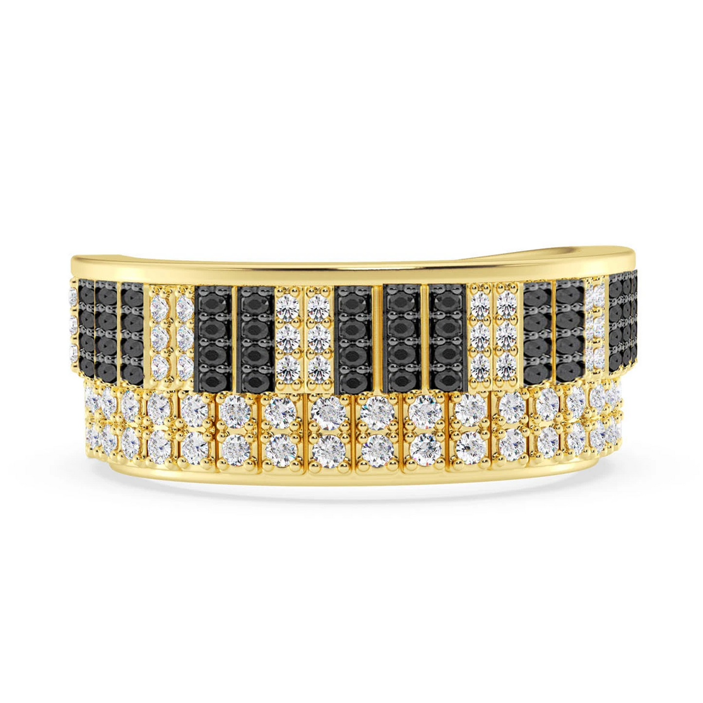 Piano Diamond Ring in 14K yellow gold, front view
