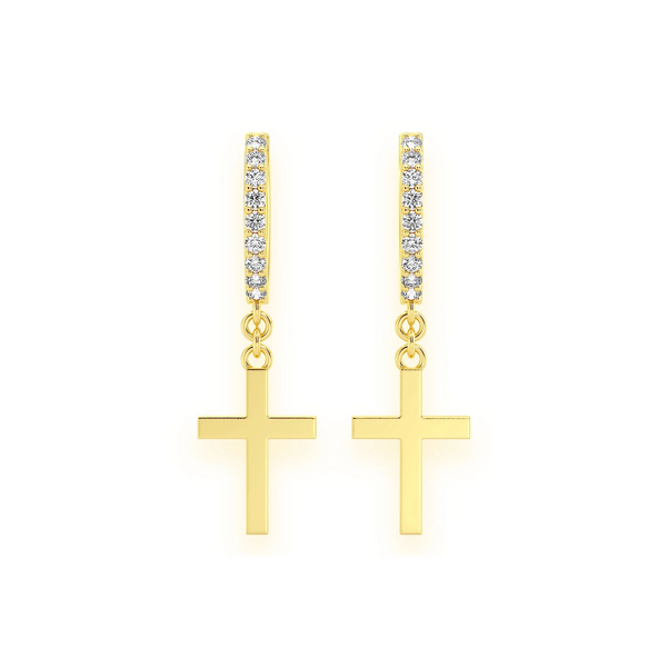 Plain Cross Diamond Hoops