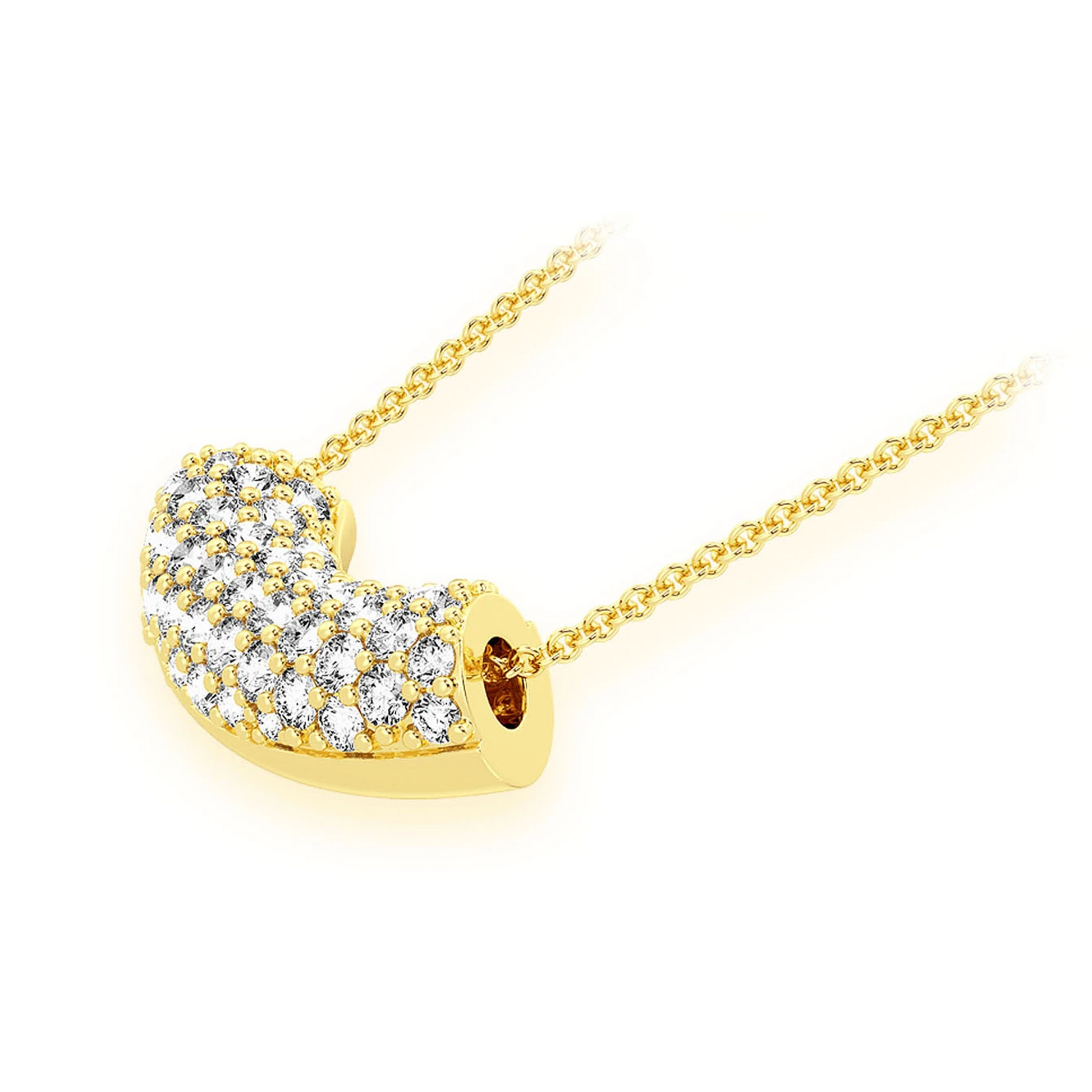 Noodle Diamond Pavé Pendant in 14K yellow gold, angled view
