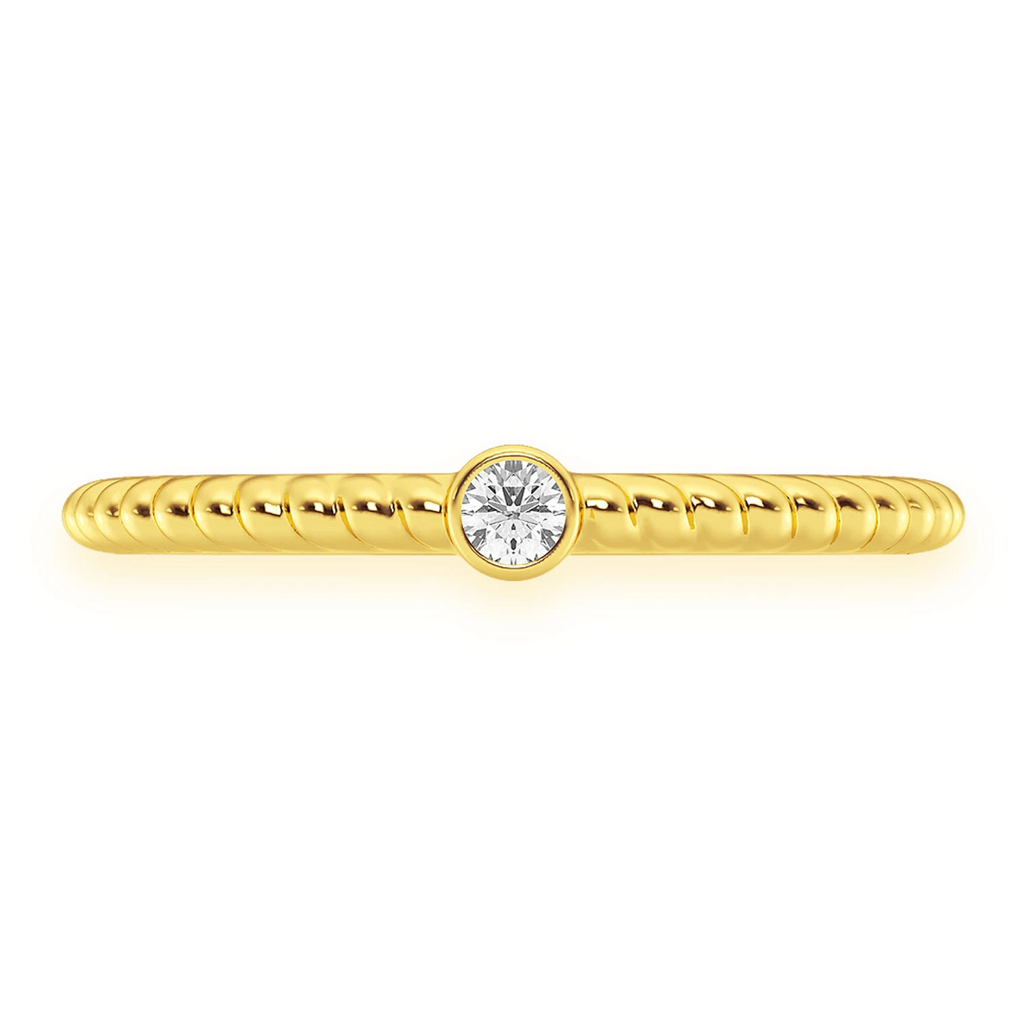 Princess Rope Bezel Diamond Ring in 14K yellow gold, front view