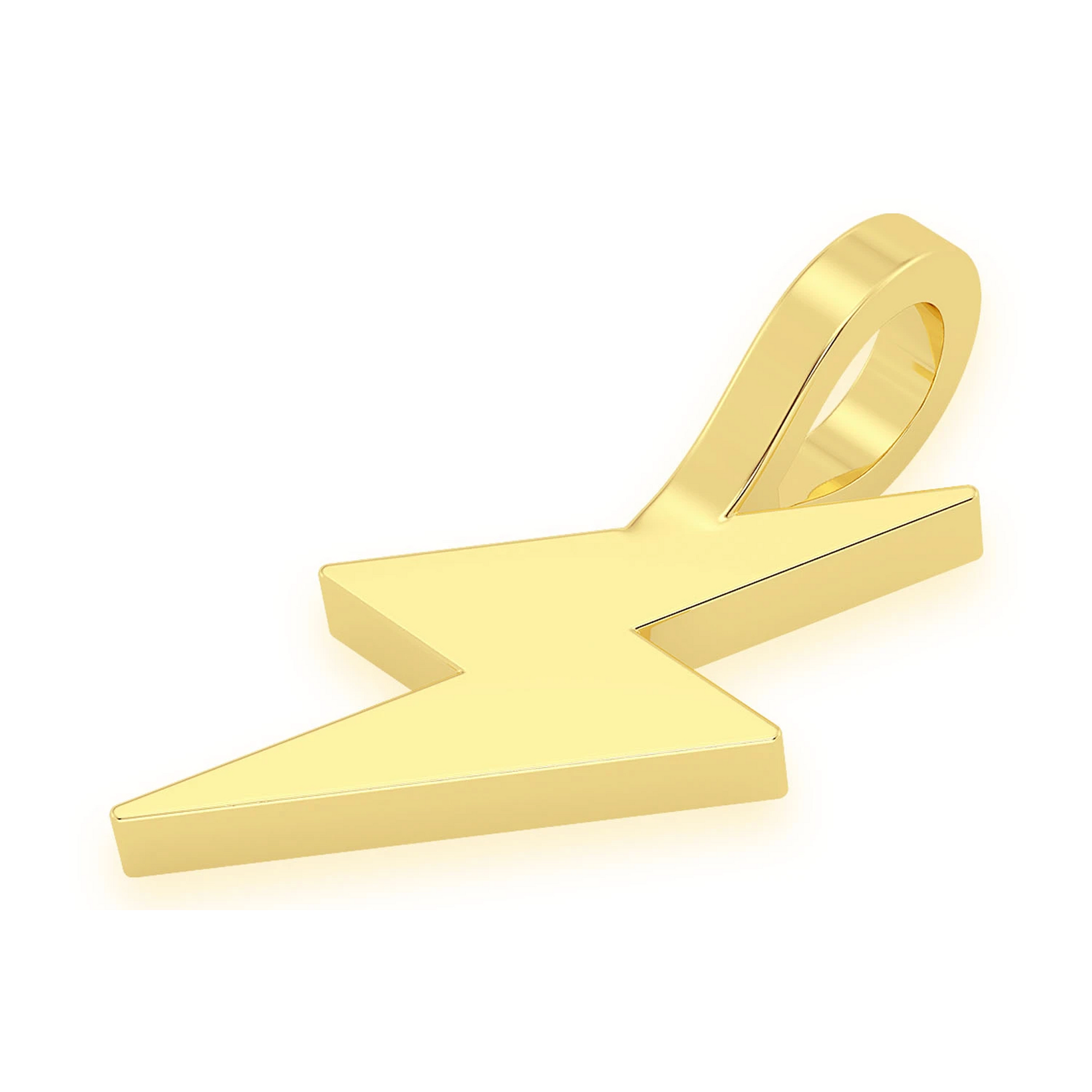Lightning Bolt Diamond Pendant in 14K yellow gold, Pure | Solid Gold, detail view
