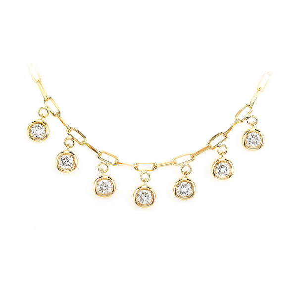 Bezel Diamond Drop Necklace