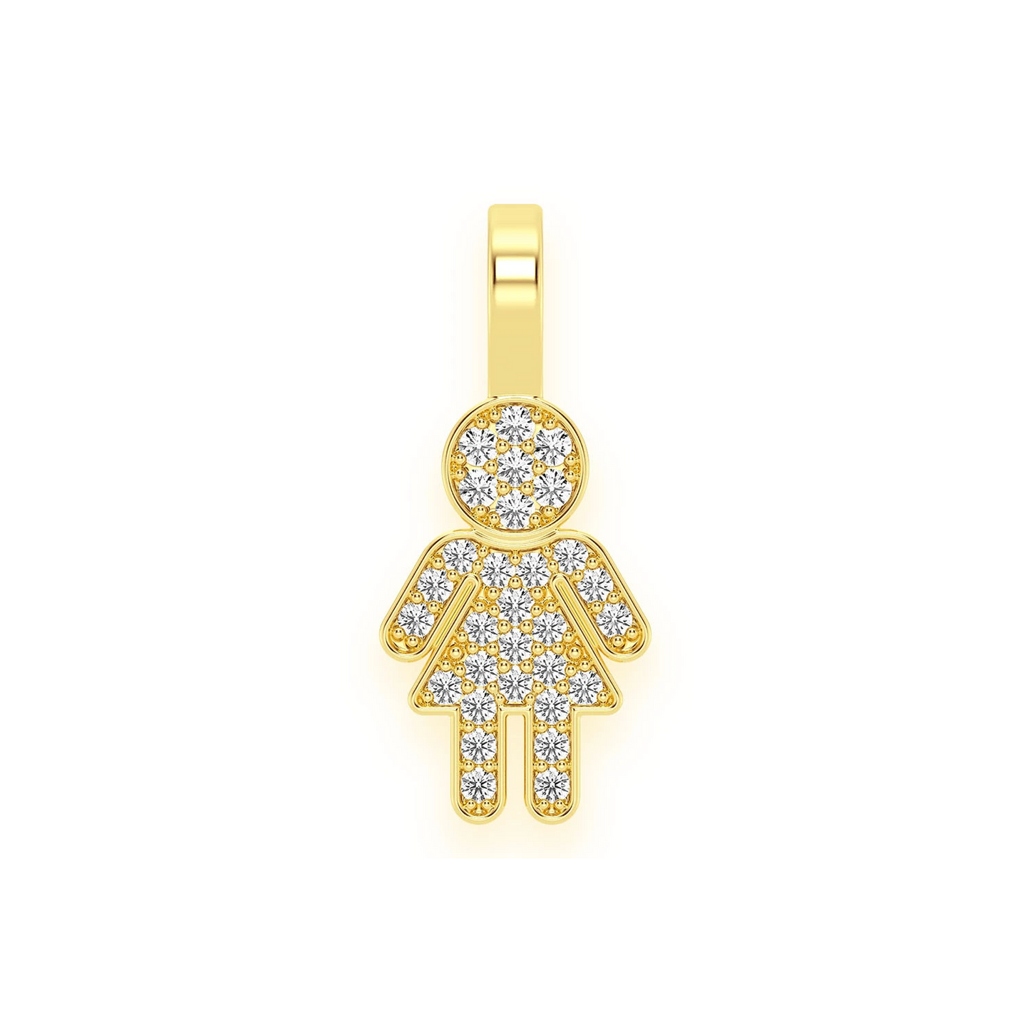 Girl Diamond Pendant in 14K yellow gold, front view