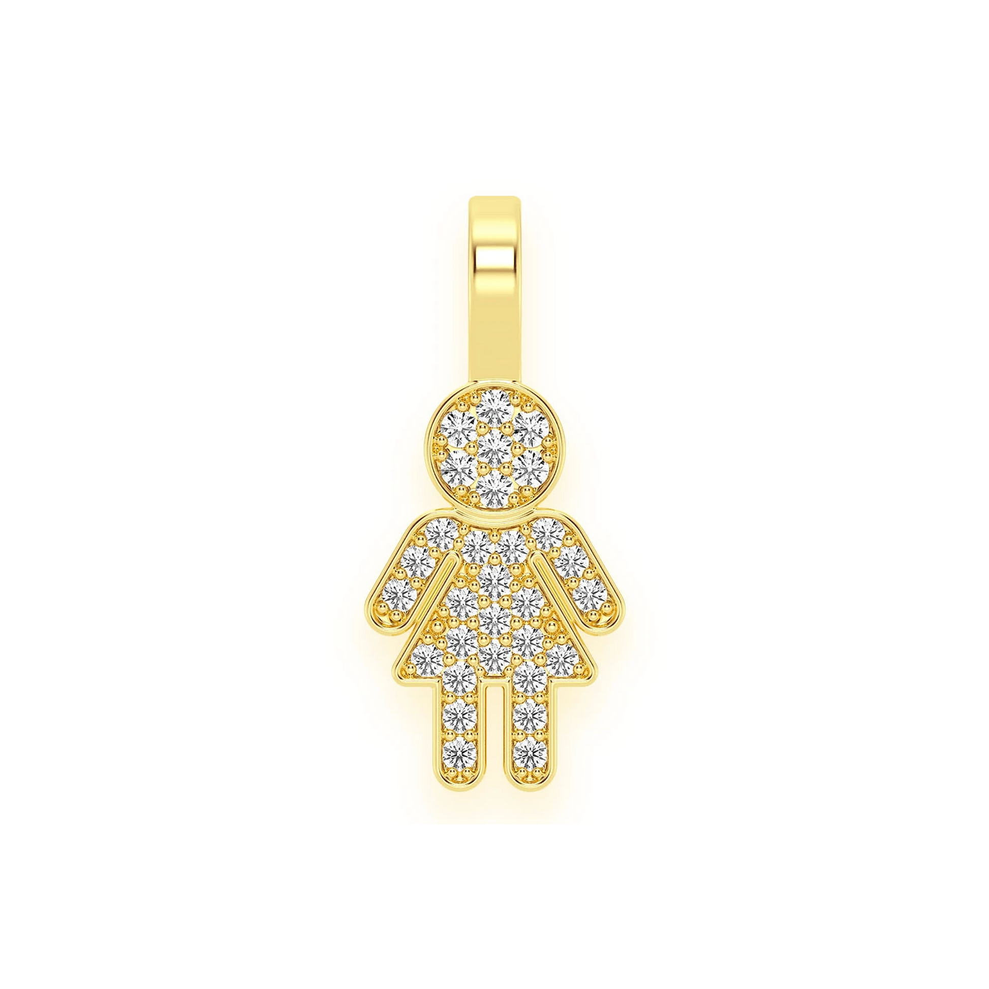 Girl Diamond Pendant in 14K yellow gold, front view