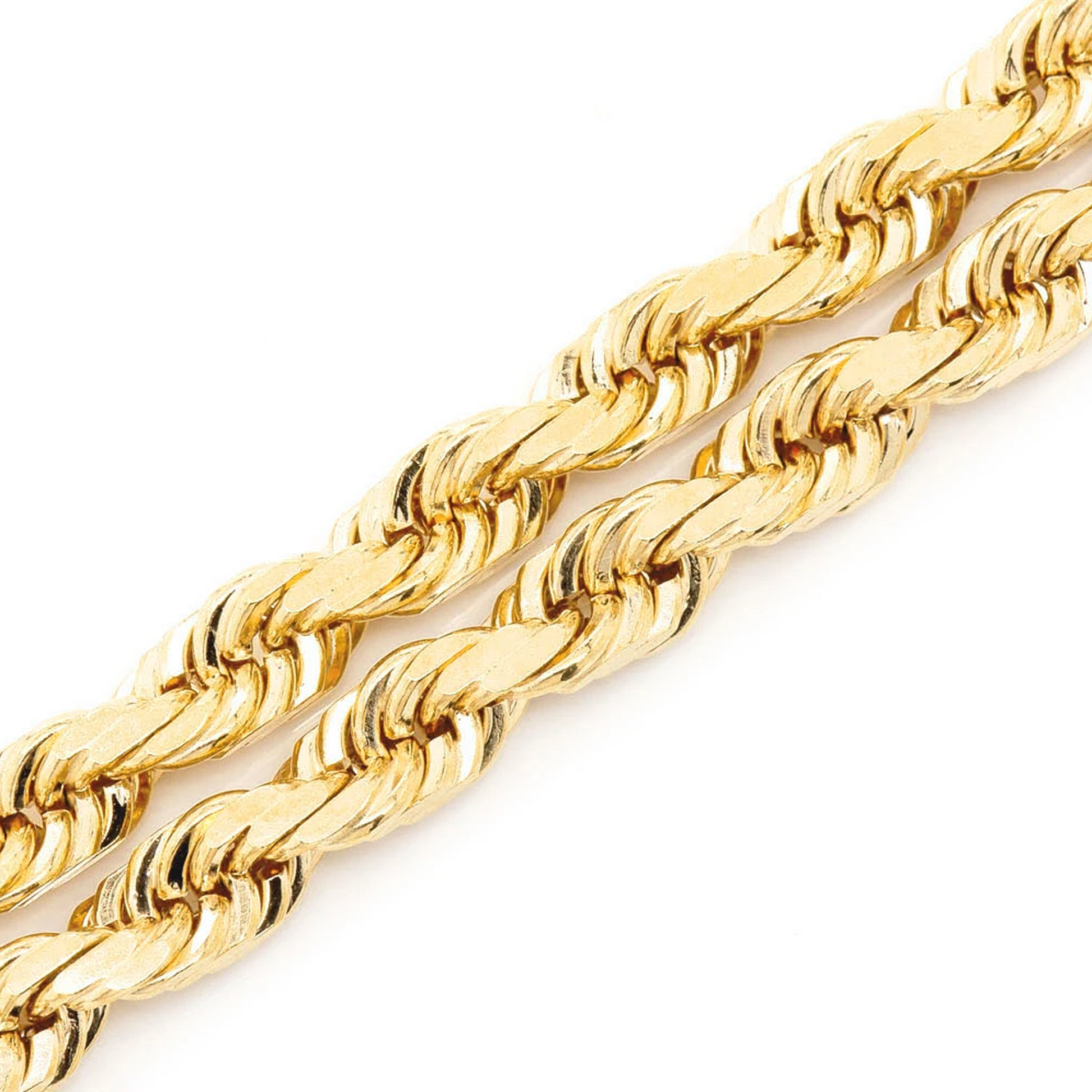 Rope Gold Chain in 14K yellow gold, 5mm width, angled view