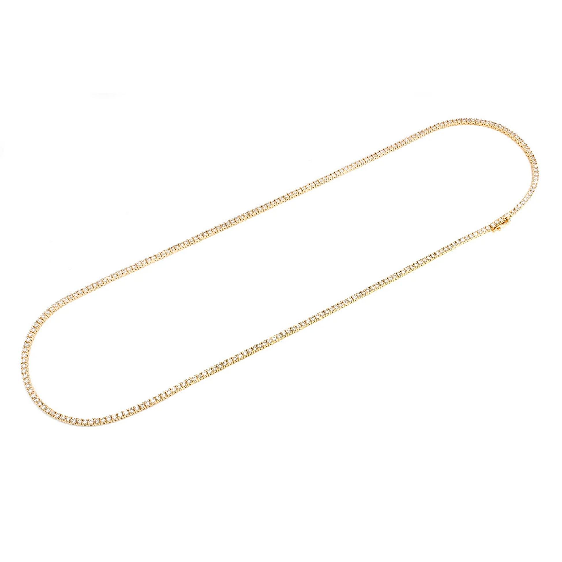 Prong Diamond Tennis Necklace in 14K yellow gold, 4pt / 8.75ctw, detail view