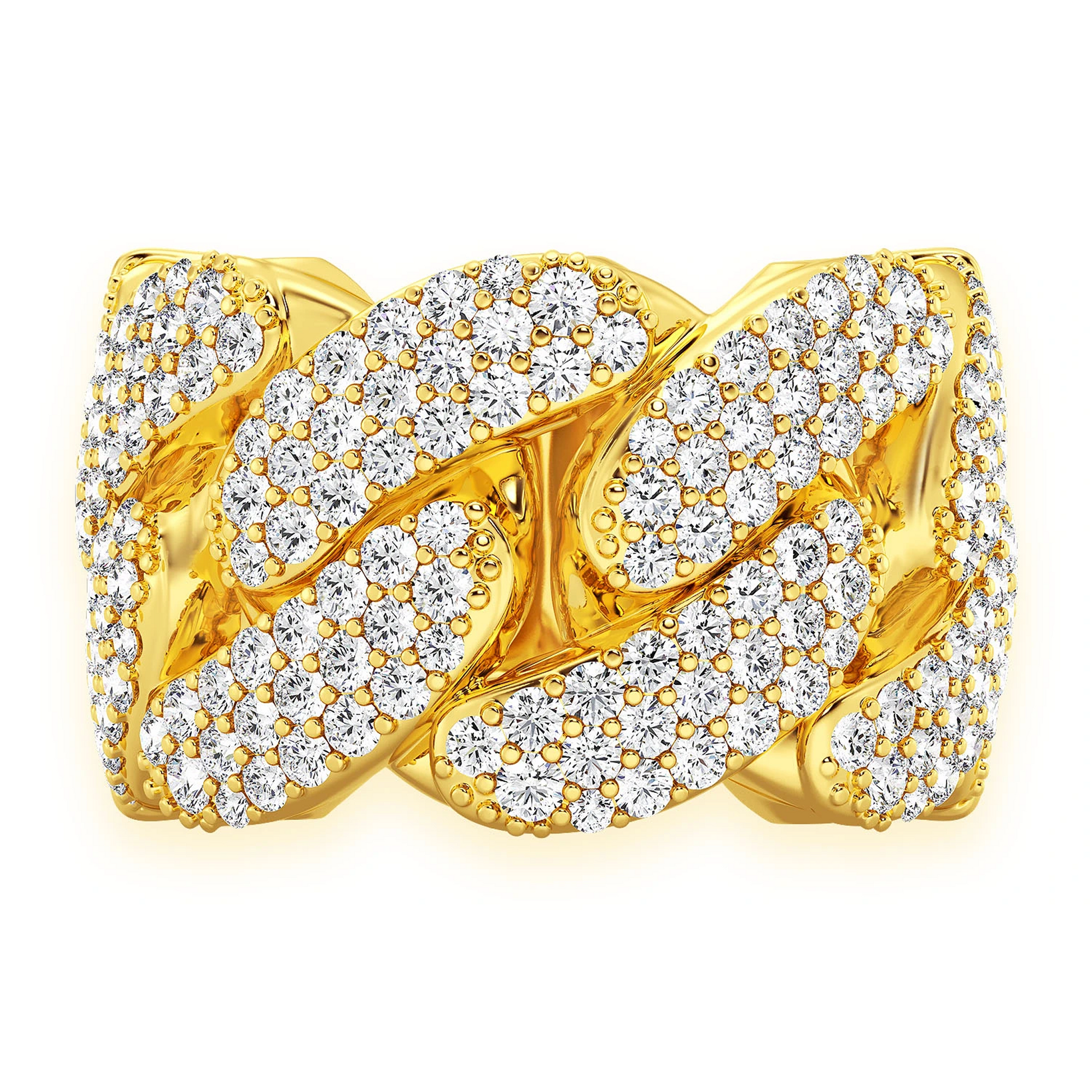 Iced Out Cuban Ring in 14K yellow gold, 13mm | 2.50ctw, front view