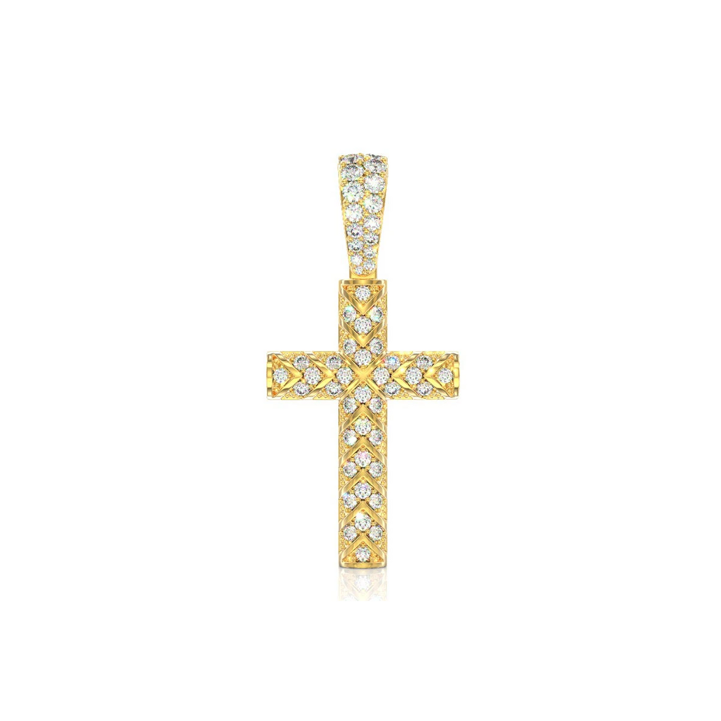 X Design Cross Pendant in 14K yellow gold, Set | 0.75ctw, front view