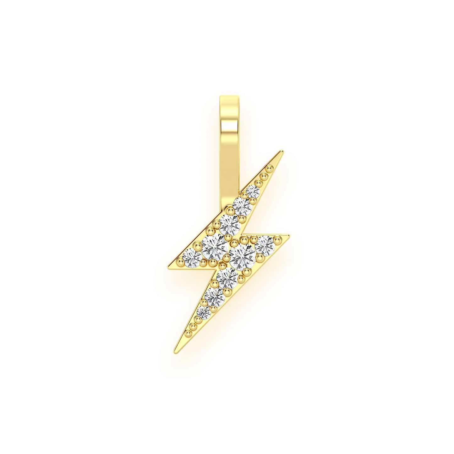 Lightning Bolt Diamond Pendant in 14K yellow gold, Set | 0.15ctw, front view