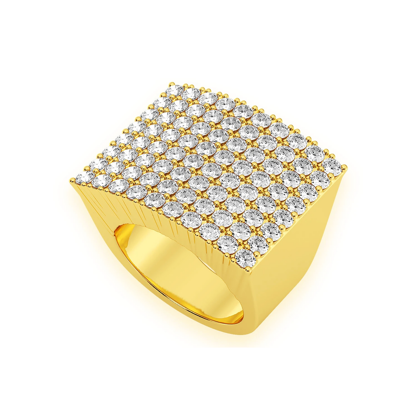 Square Dome Diamond Ring in 14K yellow gold, front view