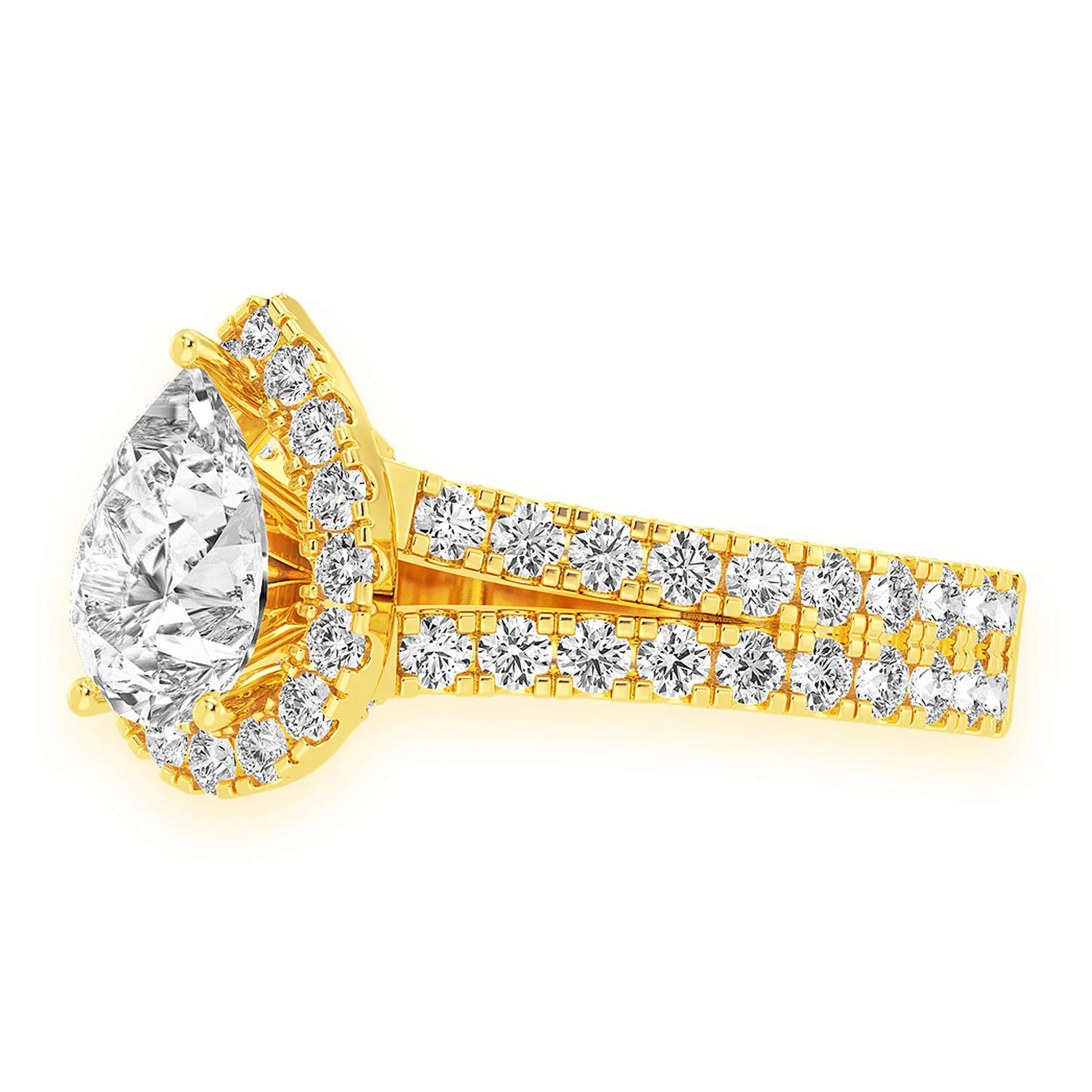 Classic Pear Solitaire Two Row Split Scallop Ring in 14K rose gold, alternate view 8