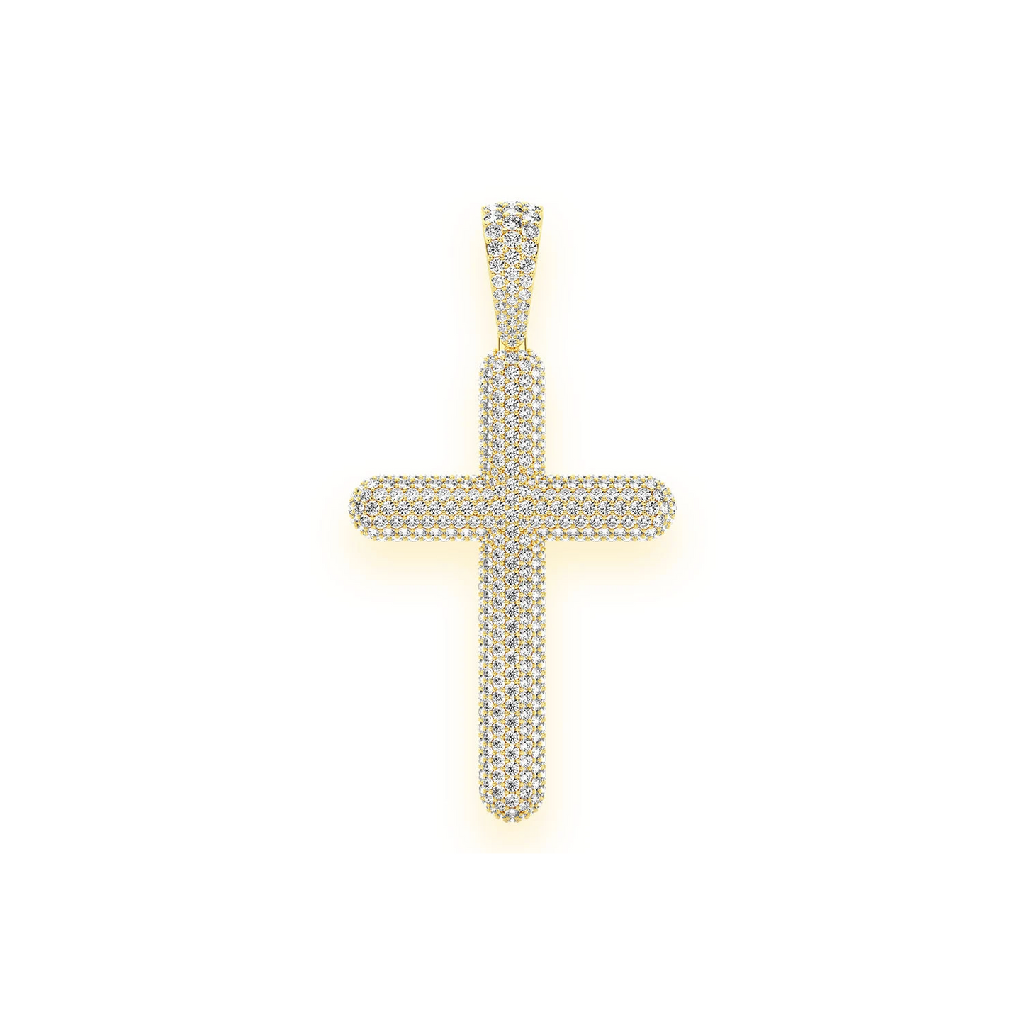 Bubbly Diamond Cross Pendant in 14K yellow gold, Statement | 8.50ctw, front view