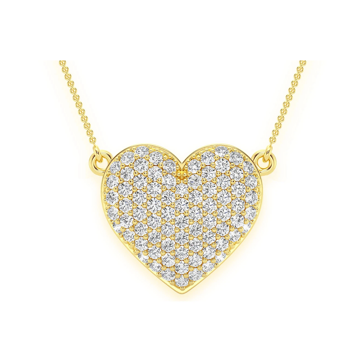 Grand Bubbly Heart Diamond Necklace in 14K yellow gold, front view