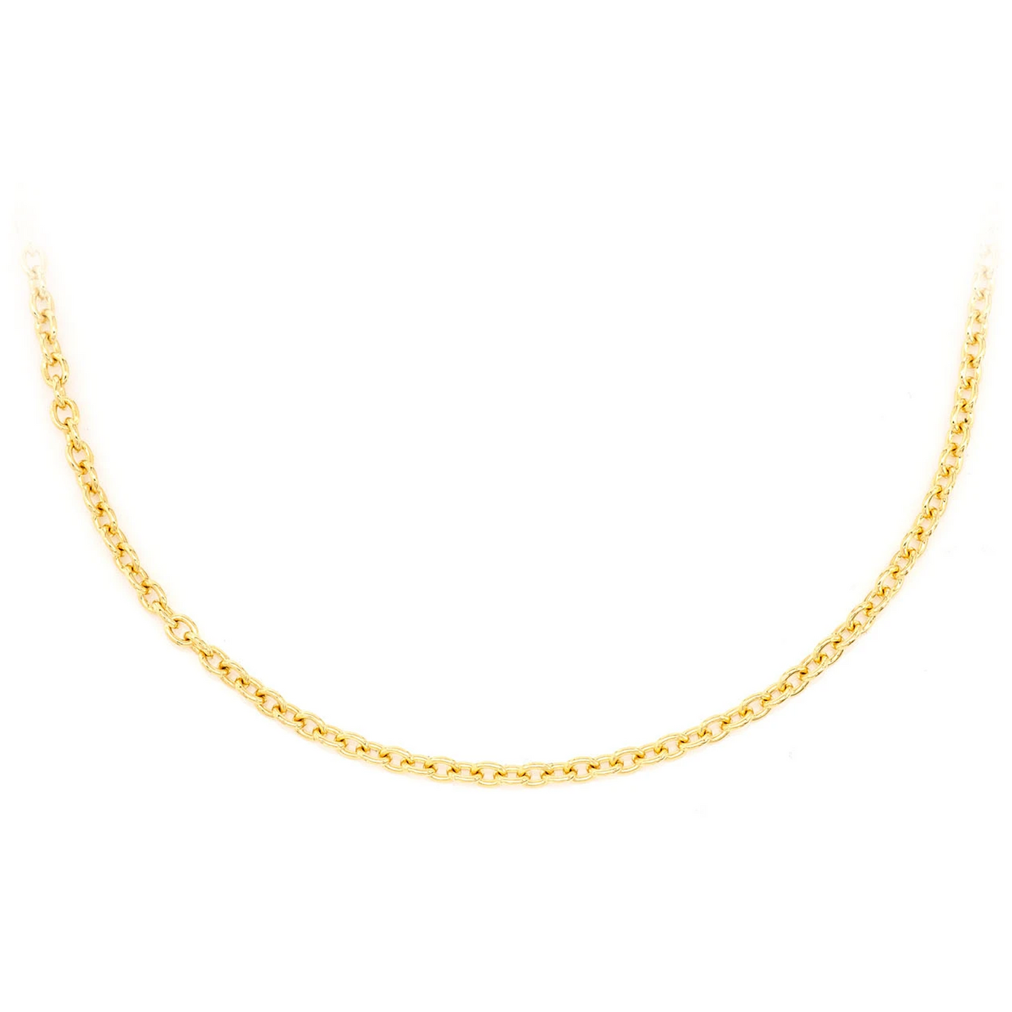 Rolo Gold Chain in 14K yellow gold, 2mm width, front view