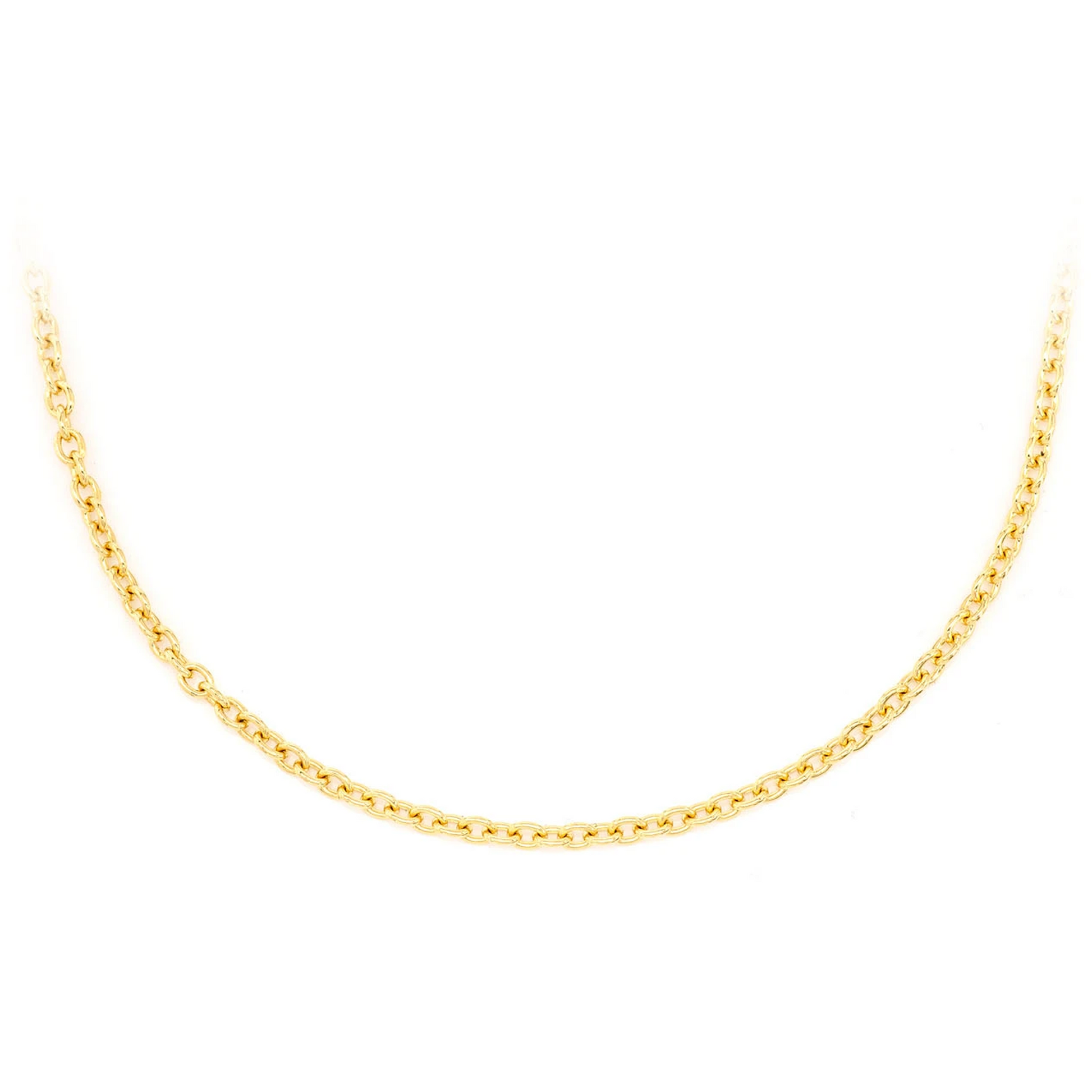 Rolo Gold Chain in 14K yellow gold, 2mm width, front view
