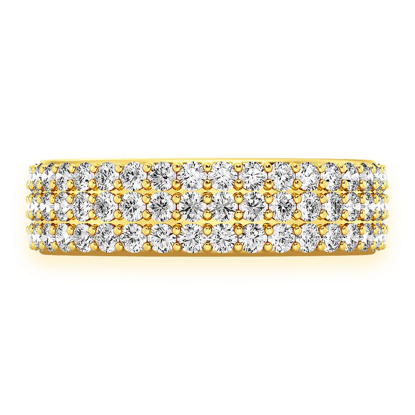 Three Row Band Ring in 14K yellow gold, front view