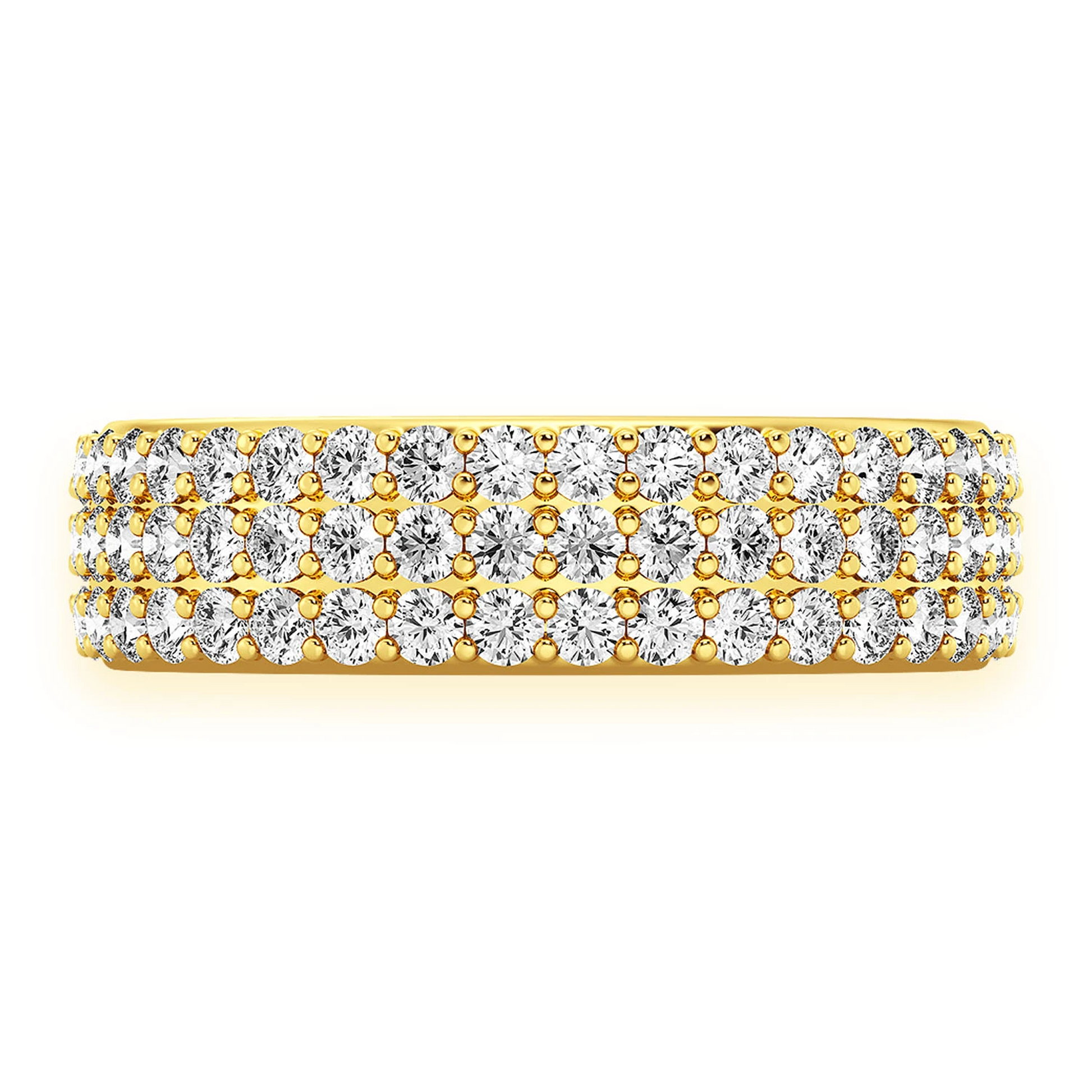 Three Row Band Ring in 14K yellow gold, front view