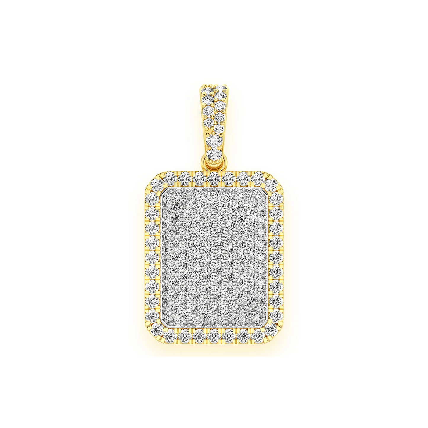 Rectangle Pillow Diamond Pendant in 14K yellow gold, front view