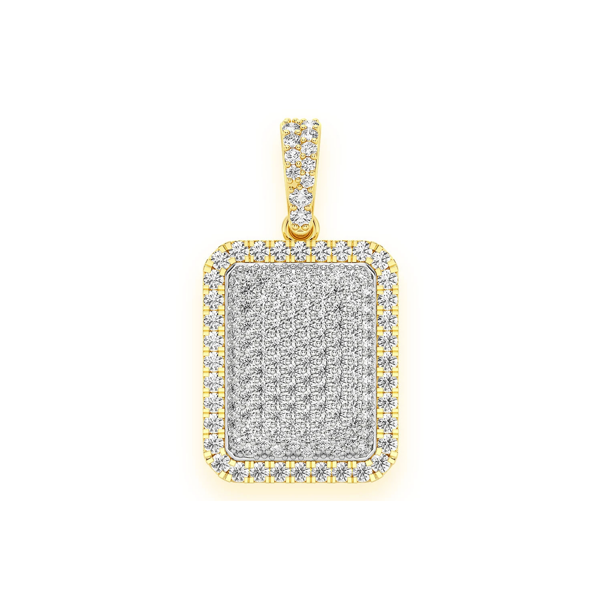Rectangle Pillow Diamond Pendant in 14K yellow gold, front view