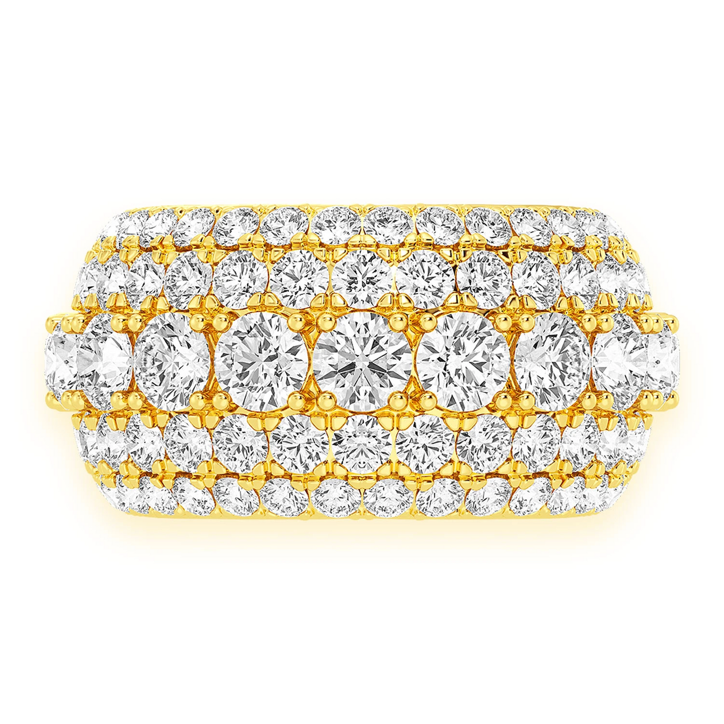 Five Row Multi-Layer Band Ring in 14K yellow gold, front view