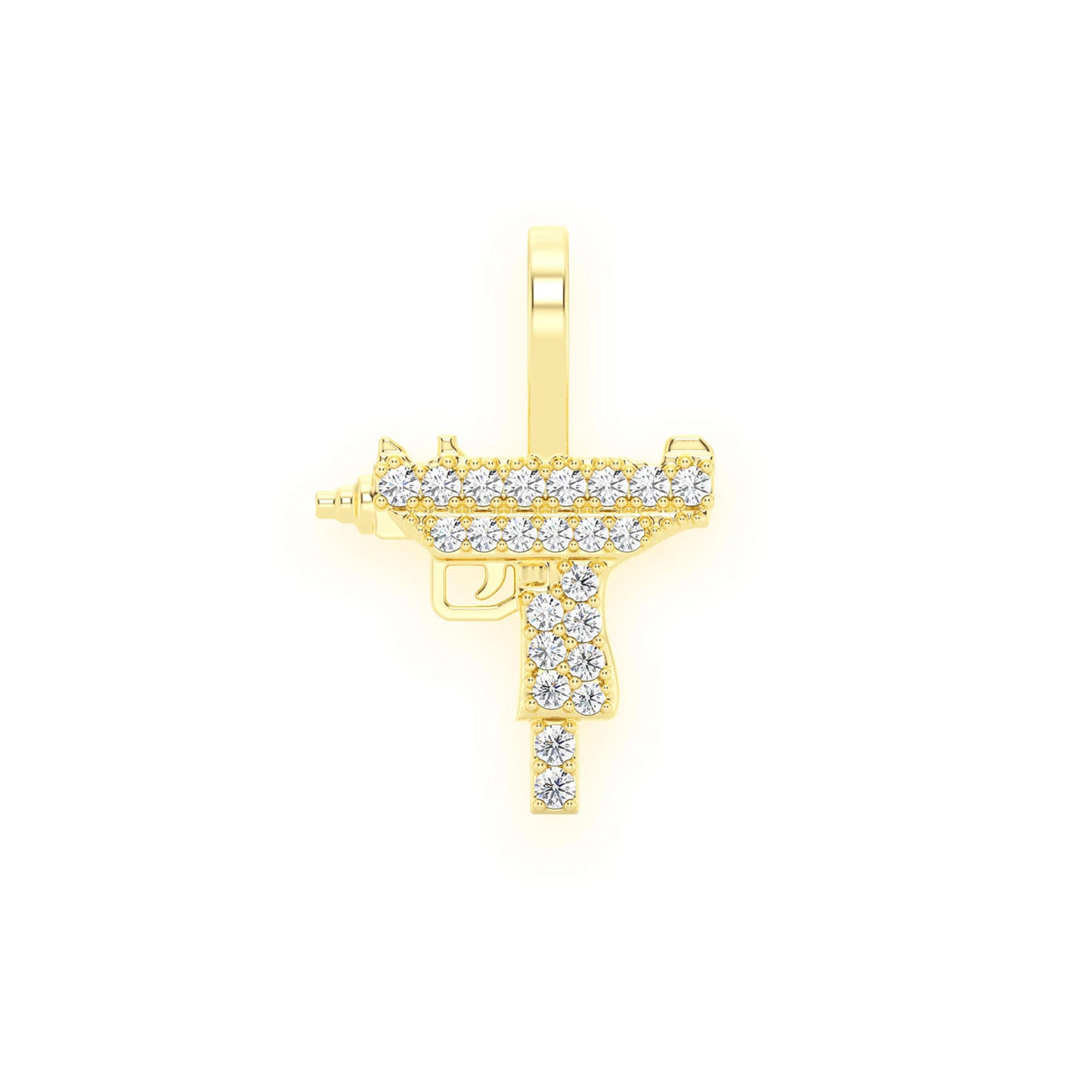 Uzi Diamond Pendant in 14K yellow gold, 0.15ctw, front view