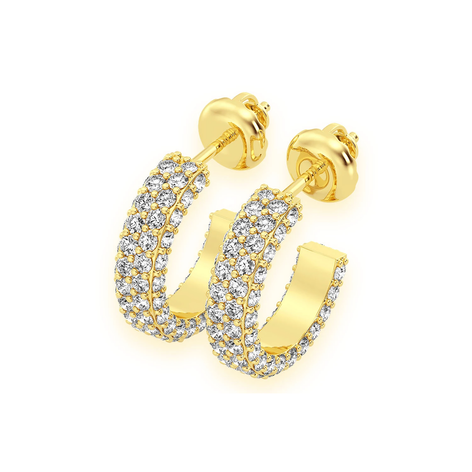 Half Hoop Diamond Earrings in 14K yellow gold, front view
