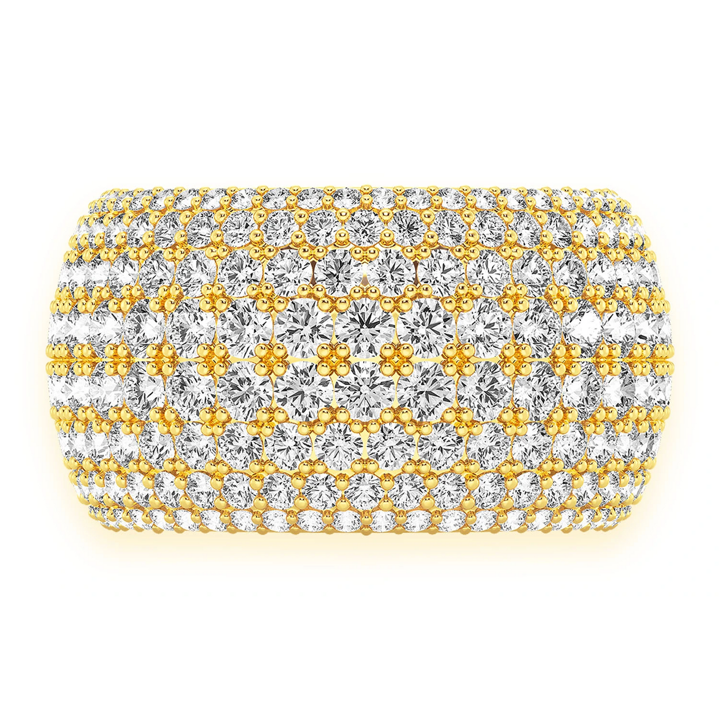 Eight Row Wide Shape Band Ring in 14K yellow gold, front view