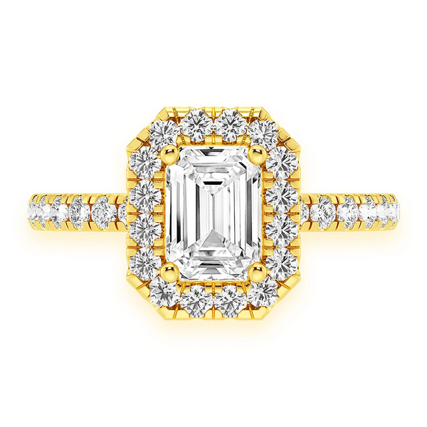0.75ct Emerald Cut Halo Diamond Engagement Ring