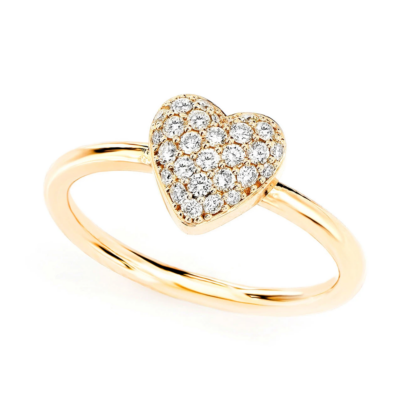 Bubbly Heart Diamond Ring in 14K yellow gold, 0.20ctw, angled view