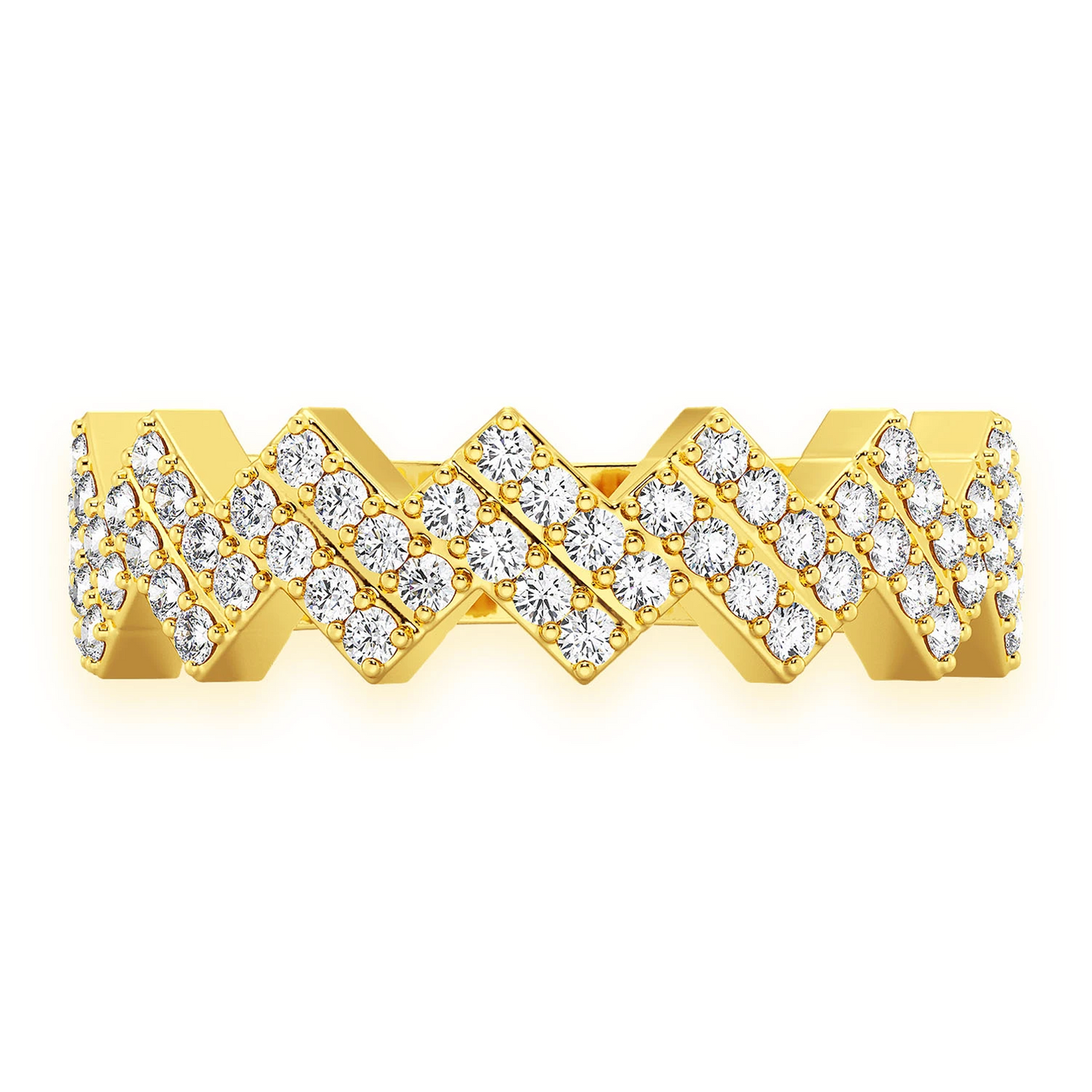 Zig Zag Diamond Ring in 14K yellow gold, front view