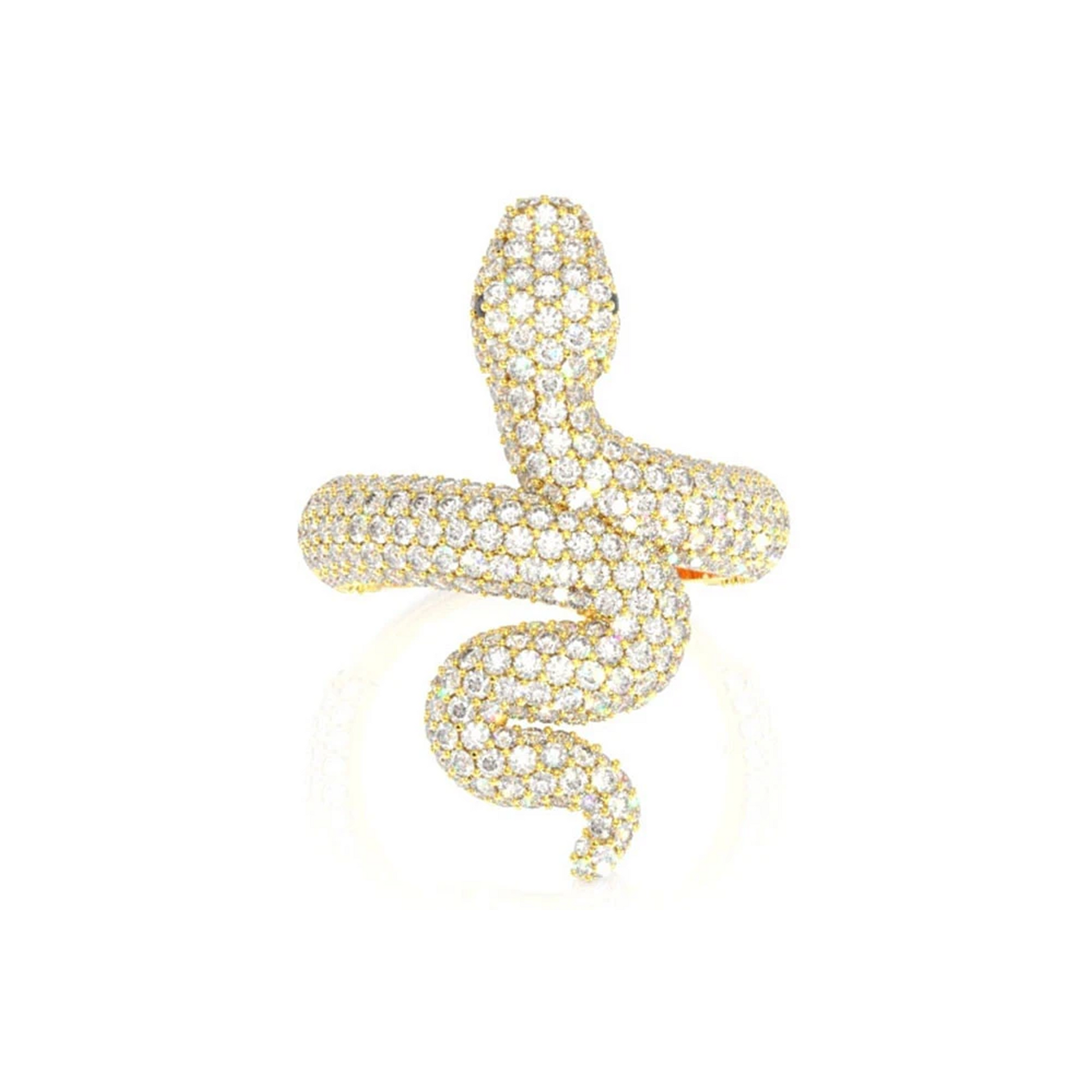 Snake Diamond Ring in 14K yellow gold, front view