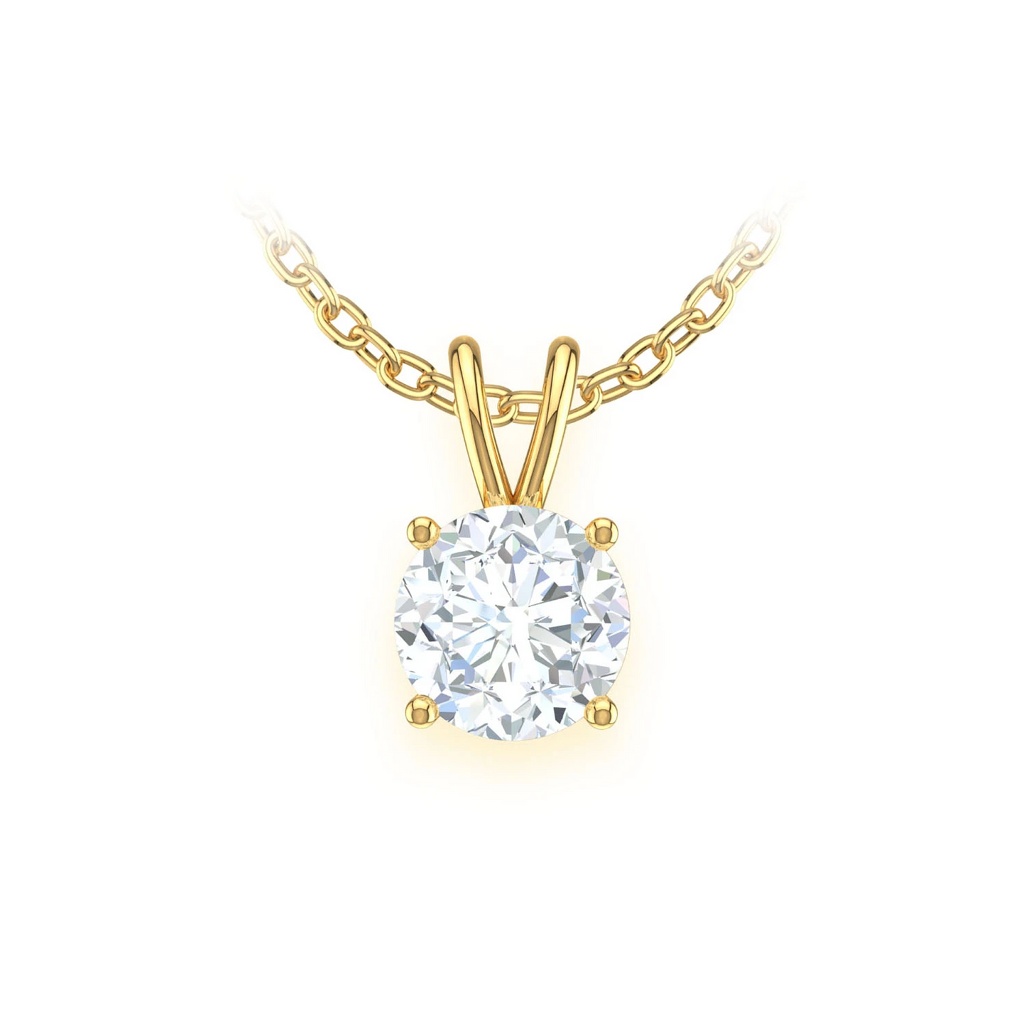 Round Solitaire Diamond Pendant in 14K yellow gold, Signature | 0.25ctw, front view