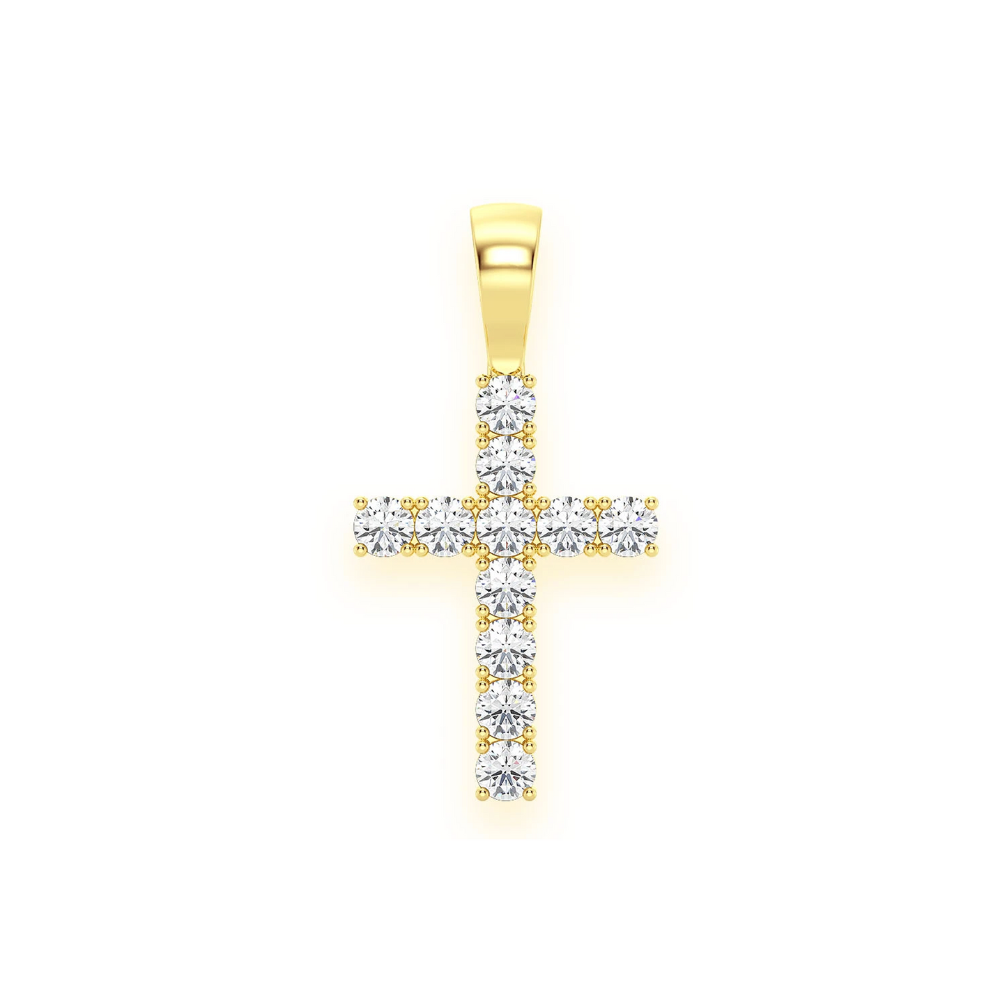 Signature Diamond Cross in 14K yellow gold, Large / 1.00ctw, front view
