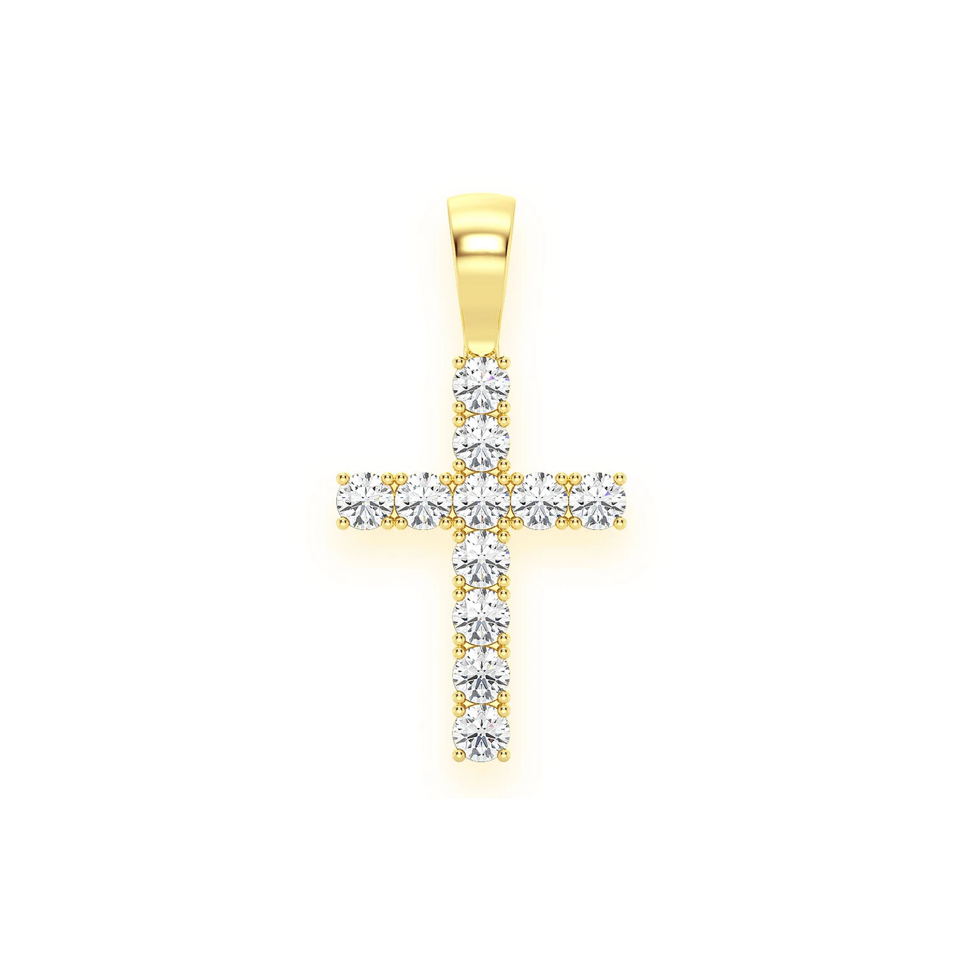 Signature Diamond Cross in 14K yellow gold, Large / 1.00ctw, front view
